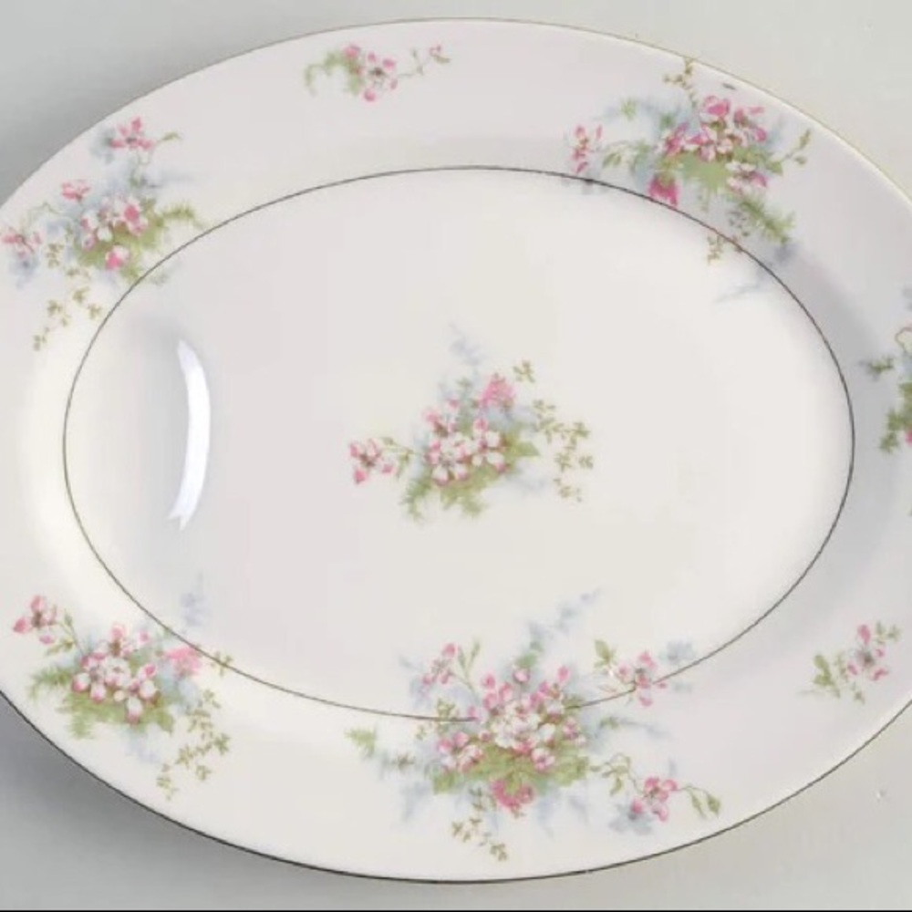 VINTAGE Theodore Haviland Apple Blossom Large Meat Platter Purchased 1950